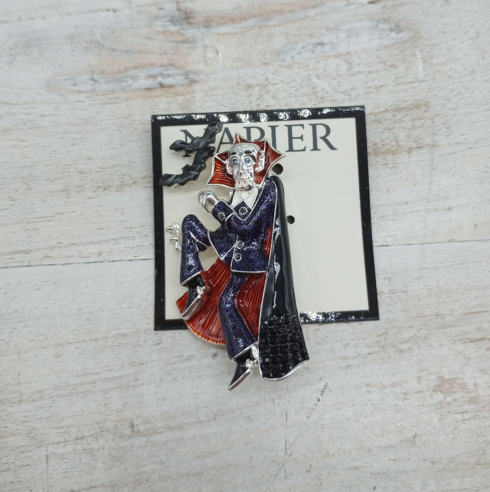 Napier Halloween Dracula with Bats Pin